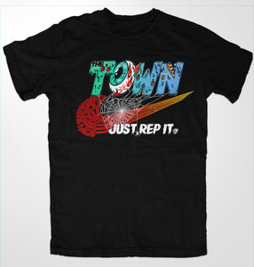 THE TOWN JUST REP IT MONSTER TEE BLACK
